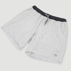 Burlebo Lined Athletic Shorts Mens Small 7" Inseam White Speckled Performance